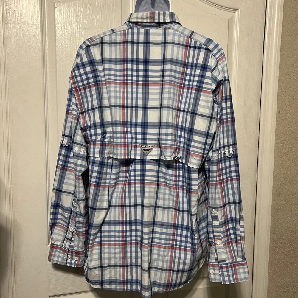 Columbia PFG Super Bahama Long Sleeve Shirt Men's Size Large Plaid Fishing
